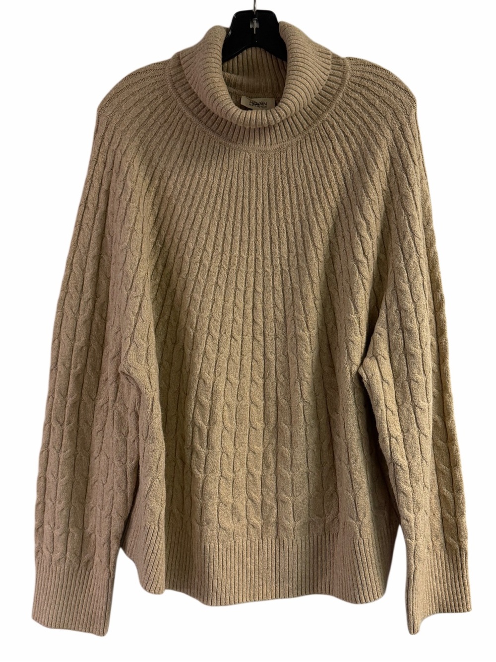 NWT Haven Well Within Organic Cotton Beige Cable Knit Turtleneck Sweater SZ XXL